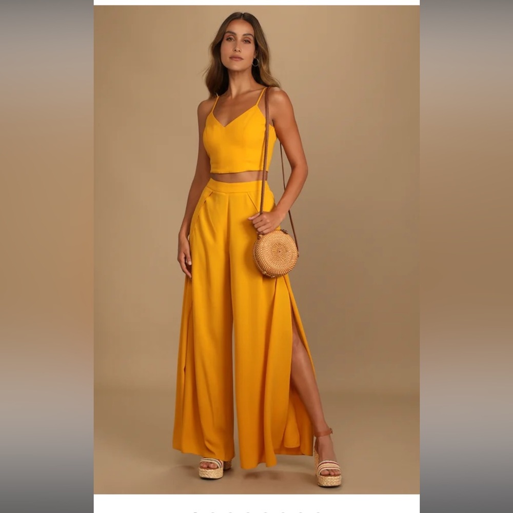 Lulu Out Tonight Mustard Yellow Two-Piece Jumpsuit